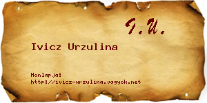 Ivicz Urzulina névjegykártya
